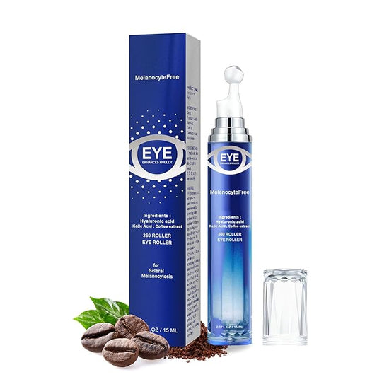 Caffeine Eye Serum,Under Eye Roller Serum with 360° Massage Ball,Eye Contour Cream for Dark Circles and Puffiness Wrinkles Fine Lines