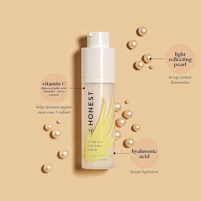 Honest Beauty Get Glowing Bundle | Vitamin C Radiance Brightening Serum + Everyday Moisturizer | Improves Skin Tone | Vitamin C + Pearl | EWG Verified + Cruelty Free | 1 fl oz, 1.7 fl oz