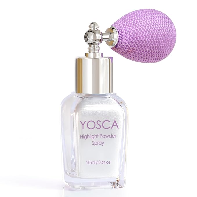 Yosca Highlighter Powder Spray, 20ML Cosmetic Grade Shimmer Powder Diamond Glitter Spray Sparkle Highlighter Makeup Festival Concert Accessorise for Rave Clothes Hair Face Nail Art - Silver Dust
