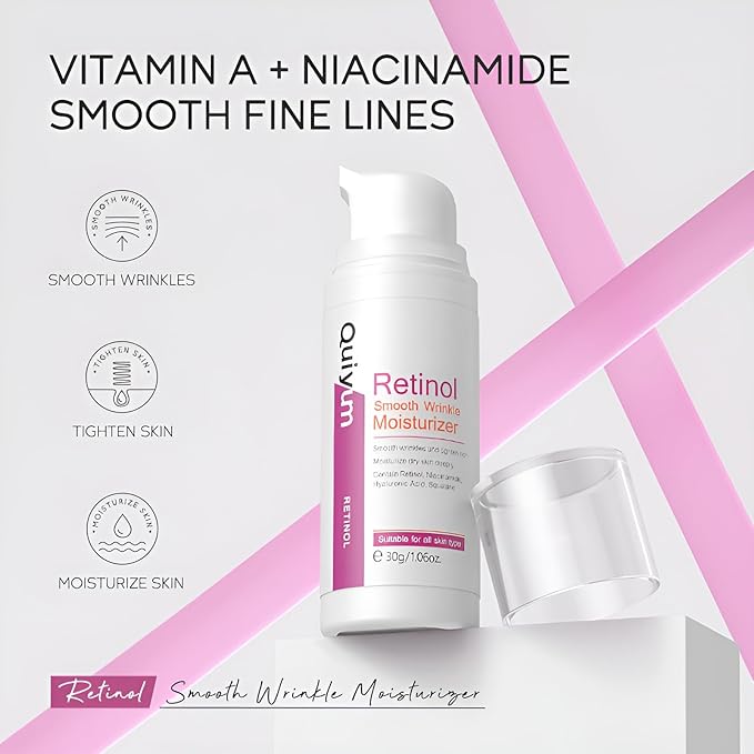 Retinol Cream for Face, Anti Aging Face Moisturizer with Hyaluronic Acid, Rapid Wrinkle Repair, Day & Night Cream Serum for Women, Reduce Fine Lines, Wrinkles & Dark Spots 1.06oz, 2Pack