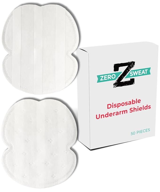 ZeroSweat Underarm Sweat Pads | Block Sweat w/Natural Disposable Absorbent Pads (50 Pads)
