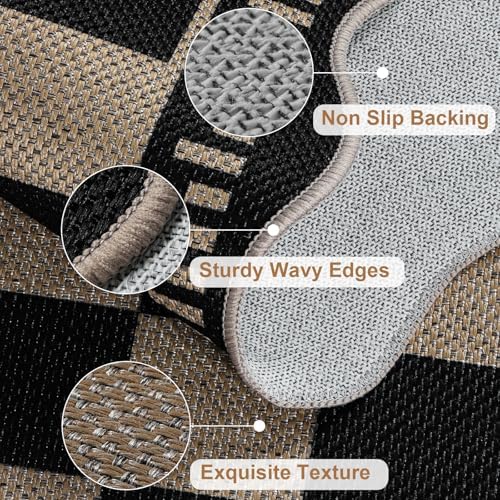 Checkered Easy Jute Entryway Rug, 2x3 Washable Non Slip Kitchen Rug, Indoor - Image 4