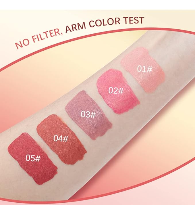 MEICOLY Pink Matte Dewy Liquid Blush,Super Natural Cream Blush Stick for Cheeks,Silky Smooth Soft Pinch Long-Lasting Waterproof and Sweat proof Blush Makeup,Cruelty-Free,02,Happy,Rose