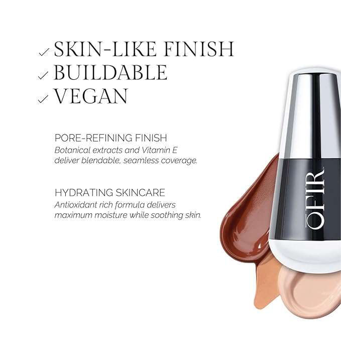OFIR Skin Satin Medium Coverage Foundation | Vegan | Blue Light Protection | Non-Creasing | 1 FL OZ | (Milk - Very Fair Cool)