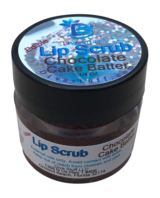 Diva Stuff Ultra Hydrating Lip Scrub for Soft Lips, Gentle Exfoliation, Moisturizer & Conditioner, Chocolate Cake Batter – ¼ oz (Made in the USA)