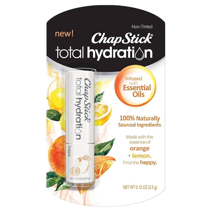 Chapstick Total Hydration Essential Oils Lip Balm - Happy - 0.12oz (Pack of 2)