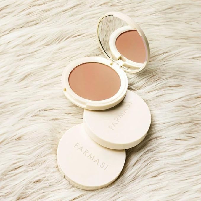 FARMASI Makeup BB All in One Powder, Lightweight, Long-Lasting Medium-Full Coverage with Flawless Finishing, will Look More Natural and Smooth Than Ever, 0.5 oz, Warm Medium