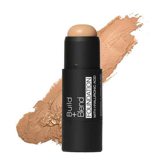 Palladio BUILD & BLEND Foundation Stick, Medium Coverage Buildable Contour Stick for Face, Ultra Blendable Creamy Formula for a Natural Shine Free Finish, Professional Makeup, 0.25 Ounce (Almond)