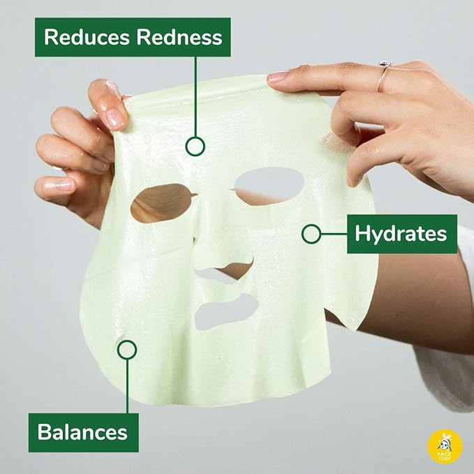 FACETORY K Beauty Face Mask Skin Care - ARTEMISIA REFRESHING RELIEF Sheet Mask with Artemesia Plant Extract | Soothes Redness & Breakouts (10 Pack)