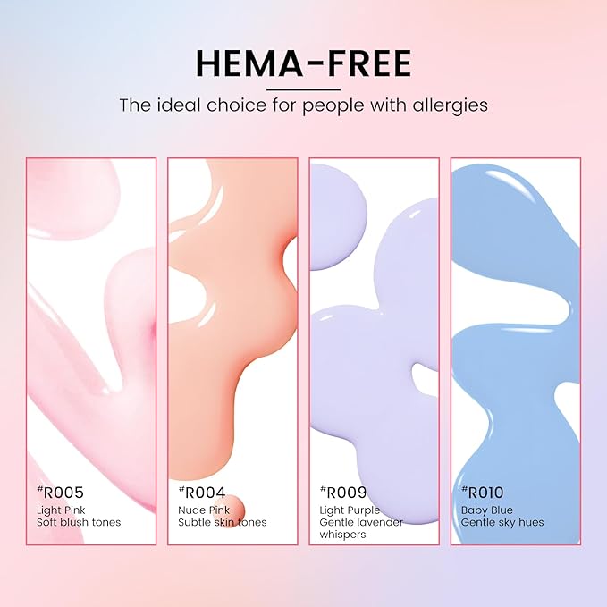 Gel Nail Polish Kit with U V Light, Hema-Free Light Baby Pink Blue Purple Nude Pink Summer Gel Polish Set with Base & Top Coat Chrome Nail Powder, 4 Colors Mini Salon Nail Art Starter Gift for Women