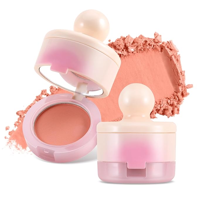 Boobeen Blush Compact for Face, Matte Powder Blush for Cheeks Powder Palette, Nude Light Blush with Puff, Blusher Makeup for a Radiant, Natural Glowing