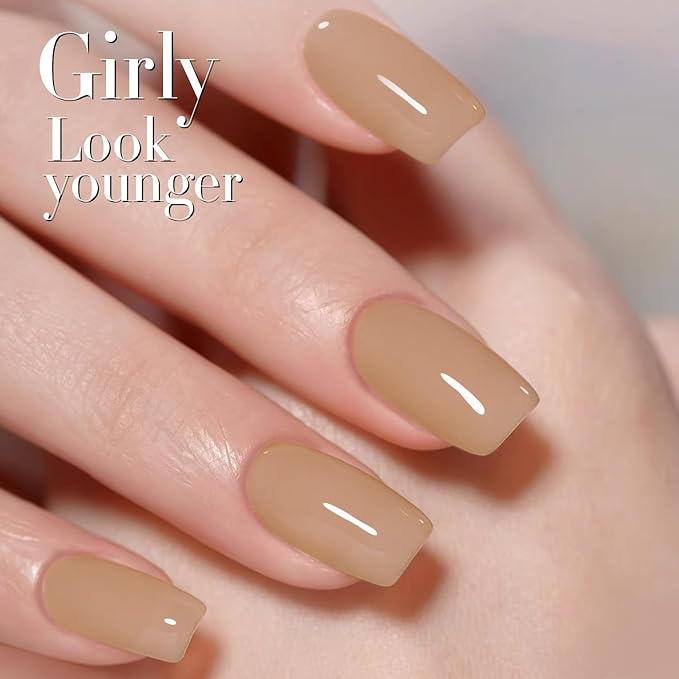 Double Rhythm 0.50 OZ Translucent Gel Polish Same Color Same Bottle Sheer Pastel Neutral Natural Milky 15 ML Jelly UV Nail Art DIY at Home (Pale Nude-A1372)