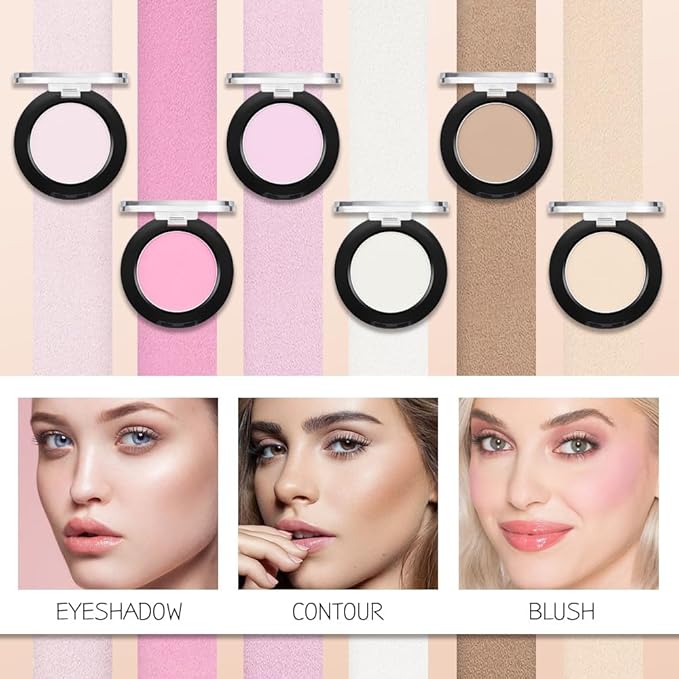 Monochrome Matte Eyeshadow Makeup Palette, Highly Pigmented Peach Pink Eyeshadow Palette, Matte Pressed Powder Eye shadow Makeup, Single Vegan Eye Shadow, Daily Evening Women Girls Eyeshadow Gift 02