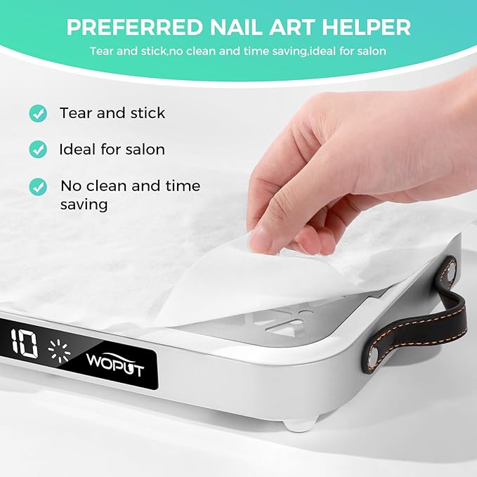 Professional Nail Dust Collector, 1600PA Portable, 10 Speeds, Disposable Filter Papers (30 Pcs), Matte White, Modern, Lightweight, Nail Vacuum for Home & Salon-White