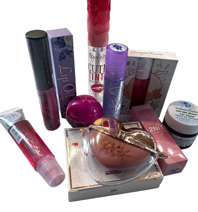 Diva Stuff Pink Lip Kit, 10 Lip Products Chosen At Random, Some Clear and Sheer and Some in Shades of Pink