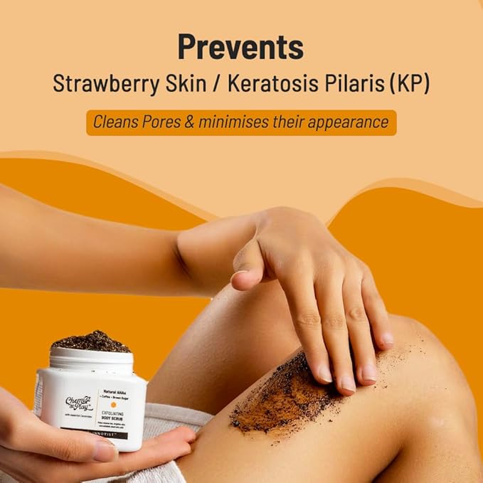 Exfoliating Body Scrub For Removing Tan & Dead Skin Cells | Rough & Bumpy Skin, Tanned & Pigmented Skin | For Smooth, Soft & Bright Skin | Natural AHAs | Coffee 2.6 fl oz.