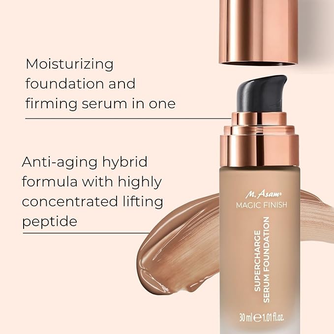 M. Asam MAGIC FINISH Supercharge Serum Foundation True Beige (1.01 Fl Oz) - Moisturizing Make Up & Firming Face Serum In One, Anti-aging CC Cream With Optimal Coverage & Hyaluronic Acid