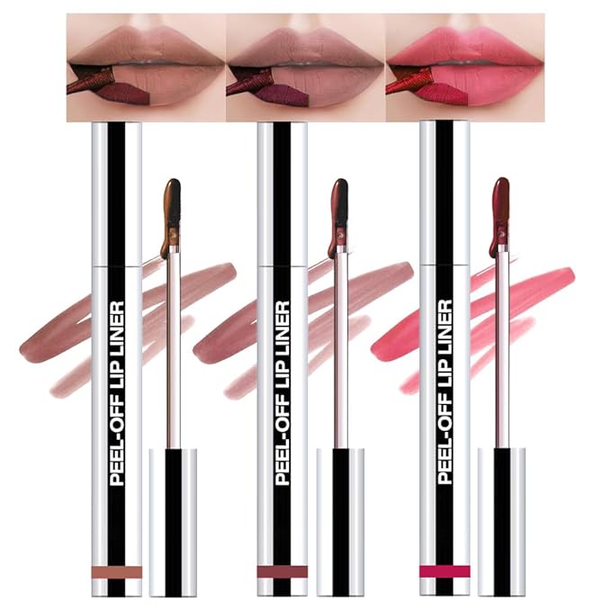 3 Pcs Matte Liquid Lip Stain Peel Off Lip Liner, Long Lasting Lip Tattoo, Waterproof & Transfer-Proof Lip Liner Peel Off Lip Gloss for All Skin Types. #02+#03#06