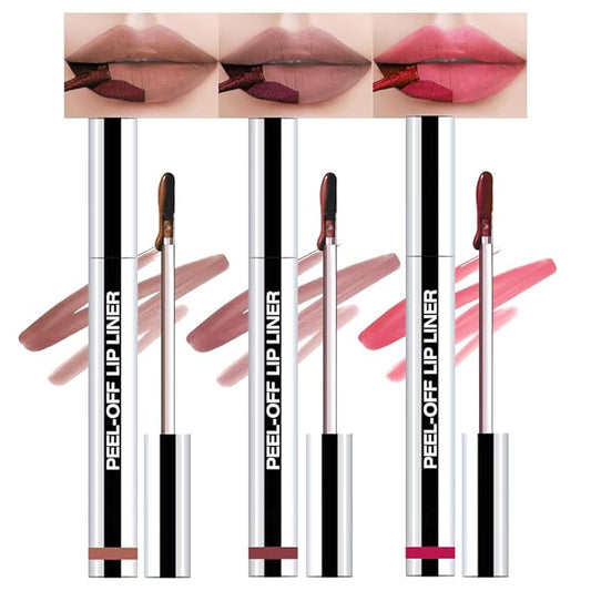 3 Pcs Matte Liquid Lip Stain Peel Off Lip Liner, Long Lasting Lip Tattoo, Waterproof & Transfer-Proof Lip Liner Peel Off Lip Gloss for All Skin Types. #02+#03#06
