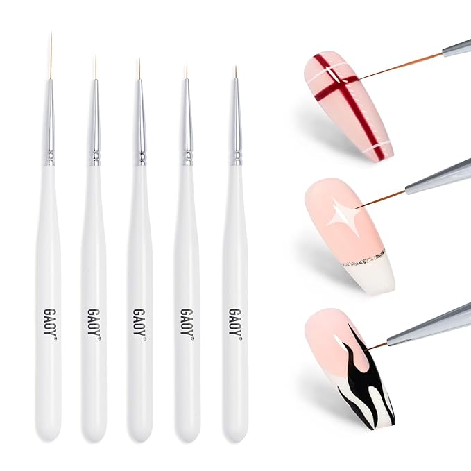 GAOY 5 Pcs Nail Art Liner Brushes, Thin French Liner, Nail Design Tools for Nail Detail Painting, for Nail DIY