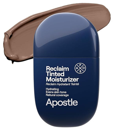 APOSTLE Reclaim Tinted Moisturizer for Men (3 Port Antonio) - Niacinamide, Vitamin E, Squalane, Hyaluronic Acid, Tinted Face Moisturizer For Men. Hydrates, Evens Skin Tone, 1 Fl. Oz.
