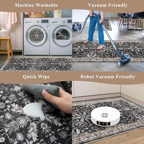 2x8ft Kitchen Rug Runners Washable Non Slip – Boho Floral Carpet Runner - Image 7
