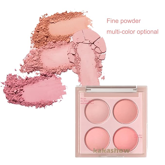 Matte Blush Powder Palette, Blending Mood Cheek, 4 Blendable Shades Korean Fairy Pink Blusher in Lightweight Smooth Powder, Vegan Makeup (Strawberry 1#, 1.84 ounces)