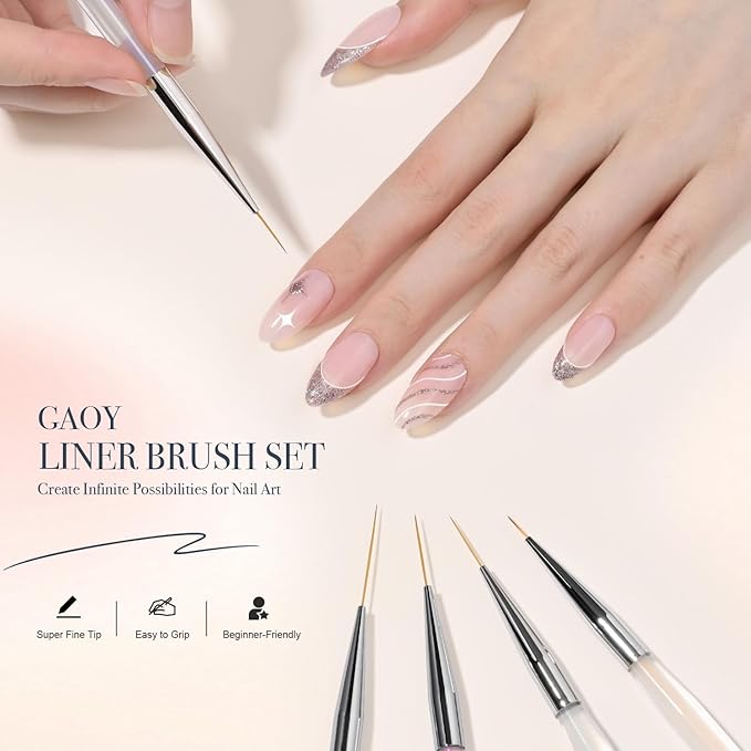 GAOY 5Pcs Nail Art Liner Brushes, Professional Painting Art Pen Set, Nail Design Tools for French Liner, Thin Details and Fine Drawing