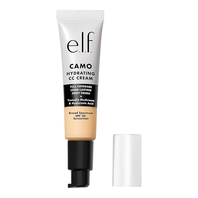 e.l.f. Hydrating Camo CC Cream, SPF 30, Color Correcting Full Coverage Foundation For A Dewy Finish, Vegan & Cruelty-Free, Fair 100 W