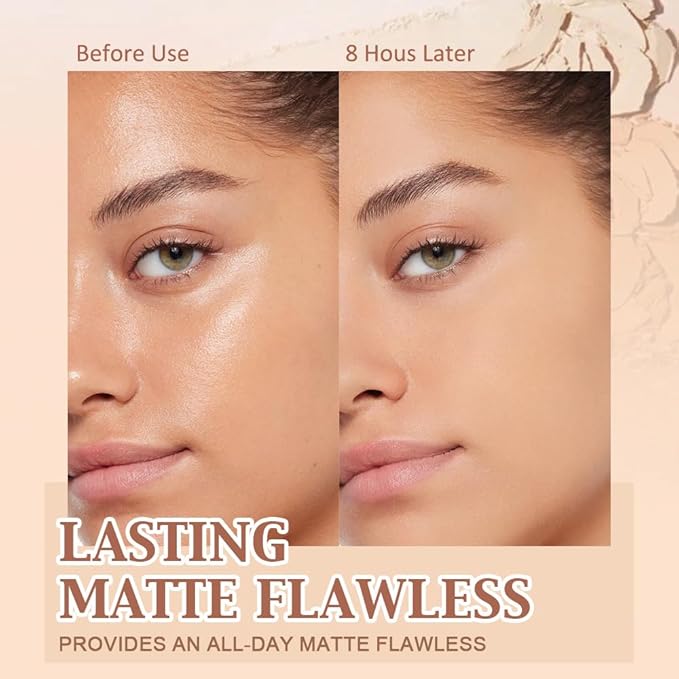 Oil Control Matte Perfection Face Pressed Powder,Matte Smooth Flawless Setting Powder Makeup, Polvo Compacto De Maquillaje, Waterproof Long Lasting, Cruelty Free, 0.35Oz(250 Radiant Sand, 1)