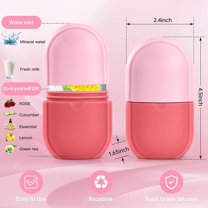 Coquette Ice Roller for Face and Eye, Ice Face Roller, Aesthetic Skin Care Tools Gifts for Women Cute Preppy Stuff,Silicone Ice Mold for Beauty(Pink)