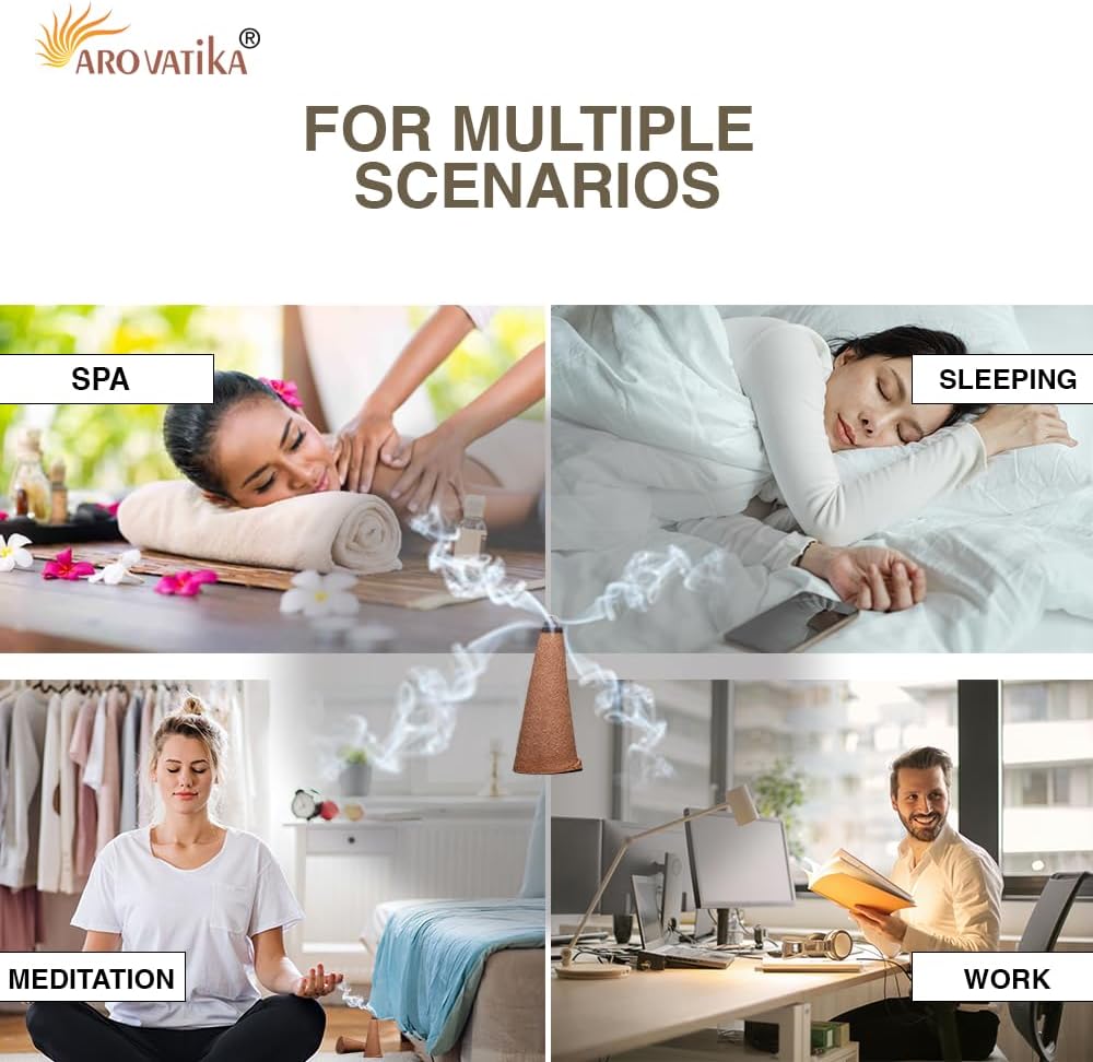 ARO VATIKA Vedic White Sage Natural Masala 120 Incense Cones in Pack of 12 Boxes| Best for Prayer, Reiki, Meditation and Relaxation | Burn Time- 25 mins