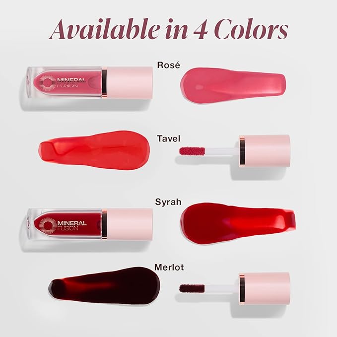 Mineral Fusion 2-in-1 Lip & Cheek Stain Merlot, 0.10 fl oz, Deep Cherry Red hydrating, long-lasting, matte lip and cheek color