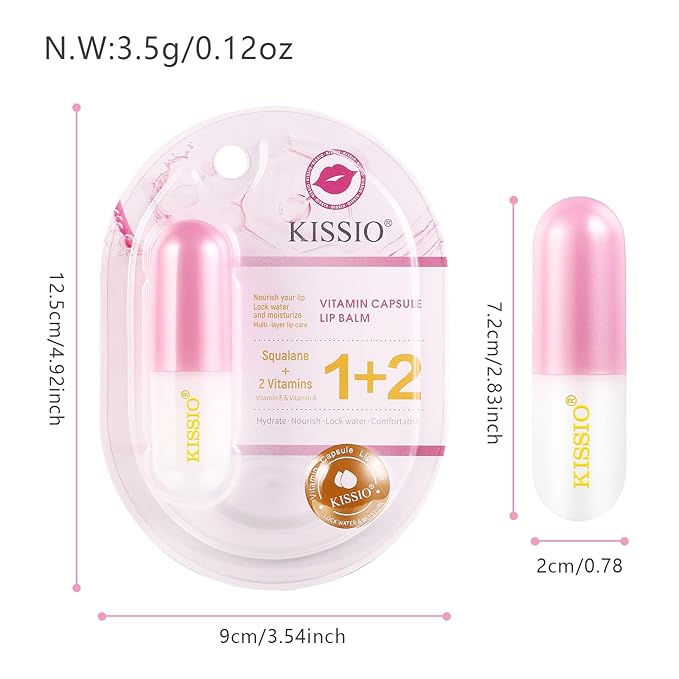 KISSIO Lip Balm,Long Lasting Nourishes and Hydration Lips,Vitamin Lip Balm with Cocoa Seed Butter,Macadamia Seed Oil and Vitamins,Lip care,Cruelty free,0.12 oz