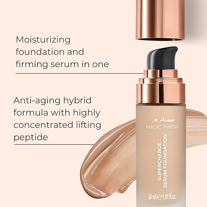 M. Asam MAGIC FINISH Supercharge Serum Foundation Creamy Nude (1.01 Fl Oz) - Moisturizing Make Up & Firming Face Serum In One, Anti-aging CC Cream With Optimal Coverage & Hyaluronic Acid