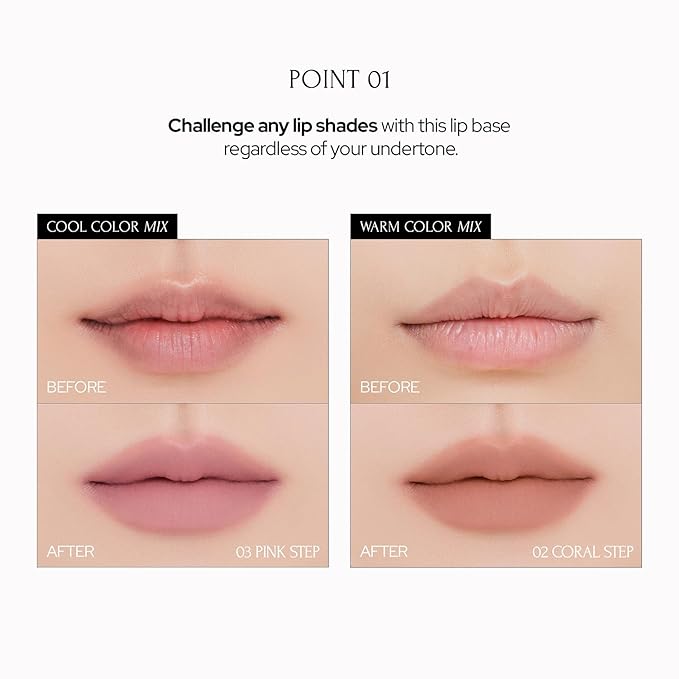 Tie Up Cover Tint - Waterproof & Long Lasting Lip Stain for Women - Korean Base Nude Tint Stick - Kbeauty Matte Gloss - Mood Color Changing (02 CORAL STEP, 0.2 Fl oz)