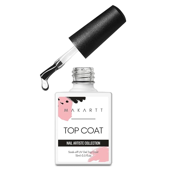 Makartt Gel Top Coat No Wipe, 15ML Clear Top Coat Gel Nail Polish, High Gloss Shine Finish Long Lasting Soak Off UV Nail Lamp Need for Acrylic Nails, Salon Quality Home DIY Manicure