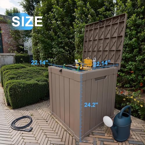 50 Gal Outdoor Storage Box Waterproof Lockable Deck Box Grey - Image 2