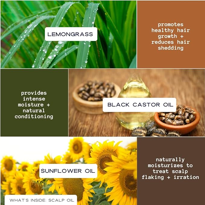 YOUNG KING HAIR CARE Growth Scalp Oil | For All Hair Types | Lemongrass and Black Castor Oil | Soothes and Conditions for Dreads, Braids, Twists | Natural Loc Care and Maintenance (4oz)