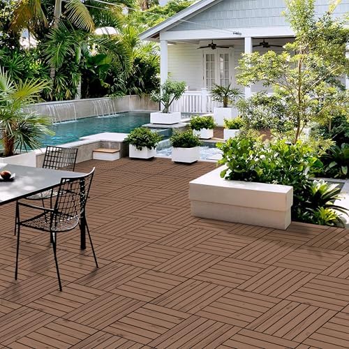 Yaheetech 108PCS Deck Tiles Acacia Wood Interlocking Outdoor Flooring - Image 2