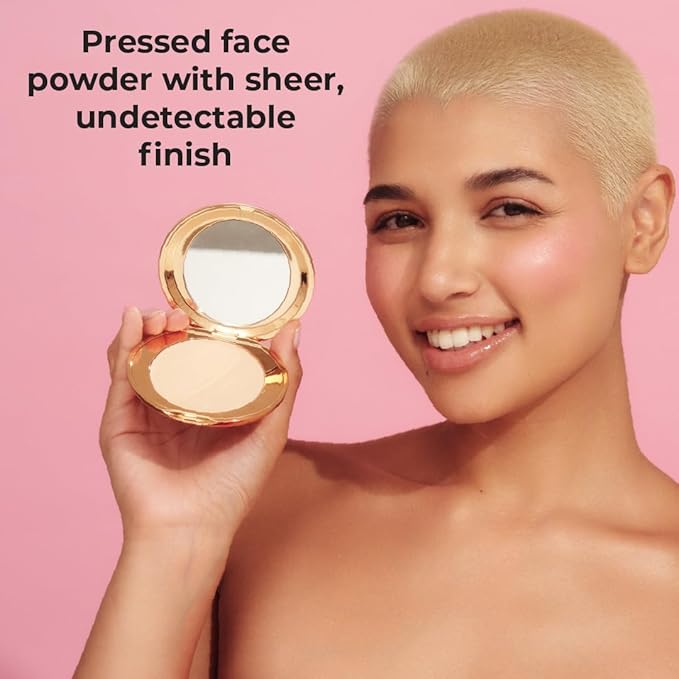 MCoBeauty Miracle Flawless Pressed Powder, Natural Medium Shade, Oil-Control, Soft-Focus Finish with Hydrating Rose Flower Extract & Sweet Almond Oil, Vegan, Cruelty Free Cosmetics
