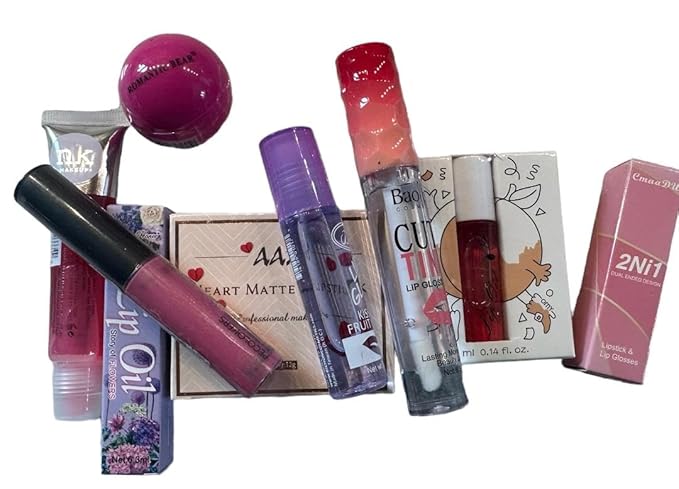 Diva Stuff Pink Lip Kit, 10 Lip Products Chosen At Random, Some Clear and Sheer and Some in Shades of Pink