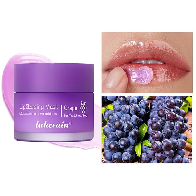 Hydrating Lip Sleeping Mask, Long Lasting Hydrating Night Lip Balms for Intensive Moisturizing and Care, Prevention Dry and Crack (GRAPE) 0.7 OZ