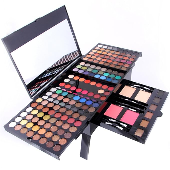 Pure Vie All-in-One Holiday Gift Makeup Set Essential Starter Bundle Include Eyeshadow Palette Lipgloss Concealer Blush Eyebrow Foundation Face Powder Eyeliner Pencil - Make up Kit for Women Full Kit