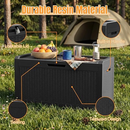 Outdoor Storage Box, 100 Gallon Waterproof Resin Patio Deck Box - Image 3