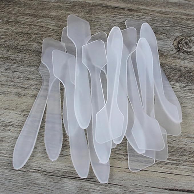 Healifty 50pcs Makeup Spatula Tool Scoop Beauty Tools Makeup Spoons Transparent Spatula Facial Cream Spatula Cosmetic Spatula Smooth Waxing Spatulas makeup tools Household items Disposable