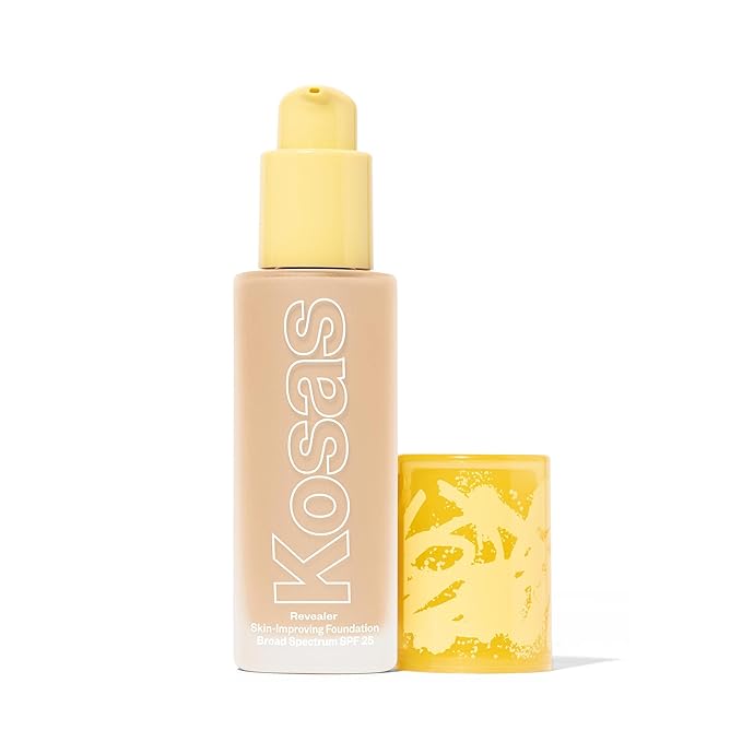 Kosas Revealer Skin-Improving Foundation with SPF 25 Protection - Hydrate, Brighten, Soothe, Plump, Protect Skin - Smoothing Texture, Natural Finish and Clean Formula - Very Light Neutral 100
