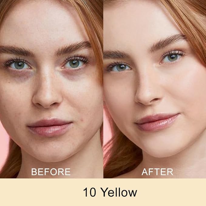 Kaely Color Correcting Concealer,Cream Pot Concealer Full Coverage,under Eye Concealer Palette for Conceals Dark Circles,Waterproof Foundation Face Makeup,10 Yellow