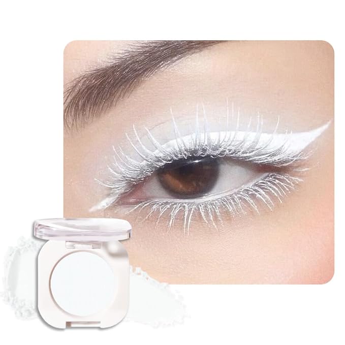 Matte White Single Eyeshadow Makeup, Neutral Cream Powde Eye Shadow for Women, White Matte Singles Eyeshadow Palette Pigmented Waterproof, sombras para ojos, Girls Monochrome Eyeshadows Gift 26