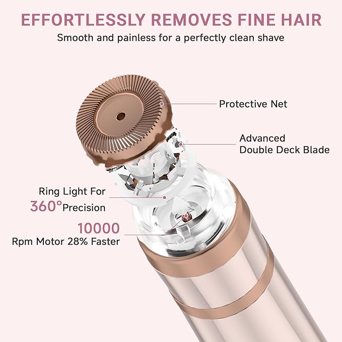 Electric Eyebrow Trimmer, 3 in 1 Facial Hair Remover for Women, Waterproof Rechargeable Hair Shaver for Face Eyebrow Leg Bikini Nose, Painless Facial Razor Epilators with 3 Guide Combs
